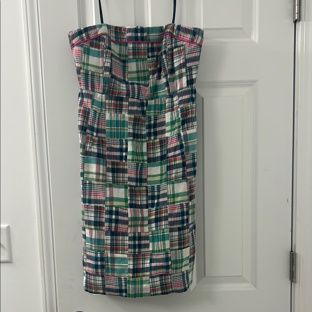 Vineyard Vines Plaid Multicolor Strapless Dress size 8